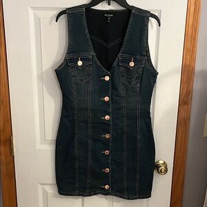 True Religion Button Front Denim Mini Dress